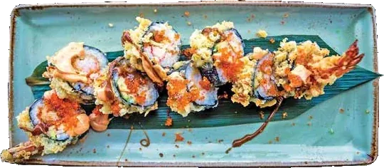 Imperial sushi maki on a ceramic plate